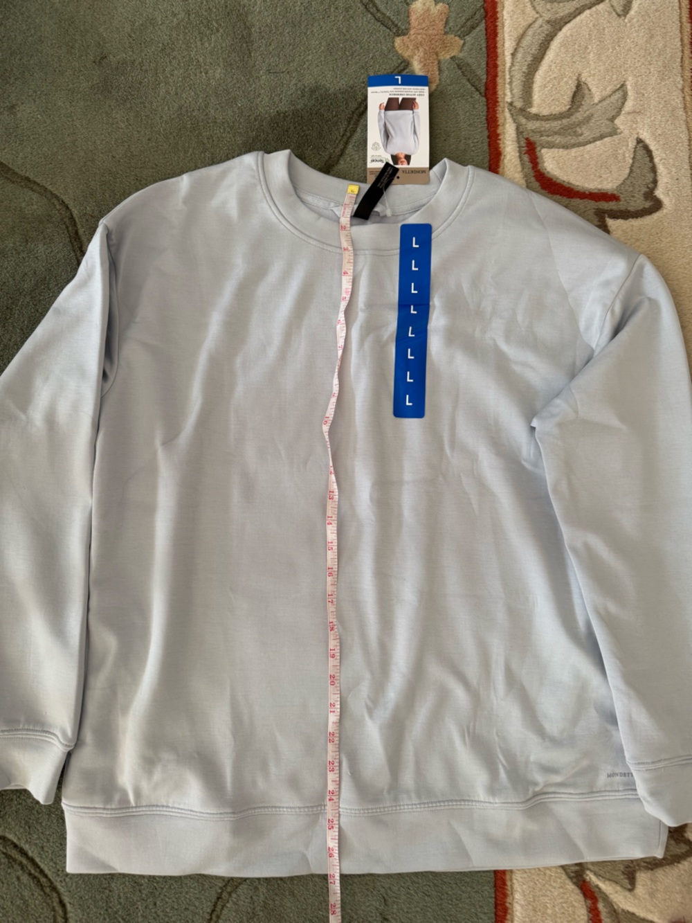 Large woman’s baby blue Crew Neck Long Sleeve Top